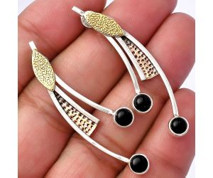Two Tone - Black Onyx Earrings SDE79054 E-1141, 5x5 mm