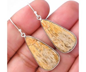 Palm Root Fossil Agate Earrings SDE79884 E-1001, 14x27 mm