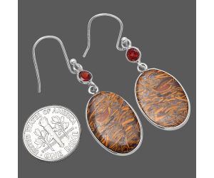 Coquina Fossil Jasper and Garnet Earrings SDE80561 E-1002, 14x20 mm