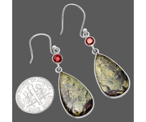 Dragon Blood Stone and Garnet Earrings SDE80634 E-1002, 13x22 mm