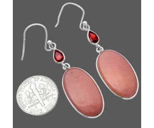 Pink Aventurine and Garnet Earrings SDE80659 E-1002, 13x23 mm
