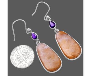 Red Moss Agate and Amethyst Earrings SDE80661 E-1002, 12x24 mm