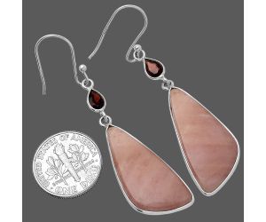 Pink Aventurine and Garnet Earrings SDE80667 E-1002, 13x28 mm