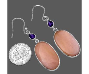 Pink Aventurine and Amethyst Earrings SDE80672 E-1002, 14x24 mm
