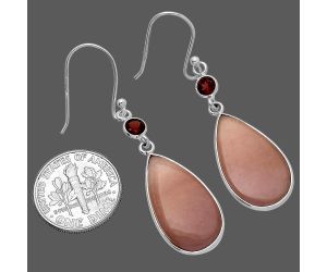 Pink Aventurine and Garnet Earrings SDE80685 E-1002, 12x22 mm