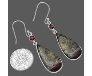 Dragon Blood Stone and Garnet Earrings SDE80696 E-1002, 12x25 mm