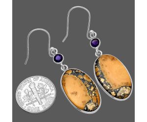 Maligano Jasper and Amethyst Earrings SDE80756 E-1002, 13x22 mm