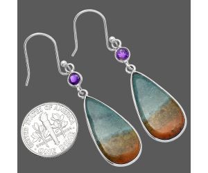 Blood Stone and Amethyst Earrings SDE80849 E-1002, 12x24 mm