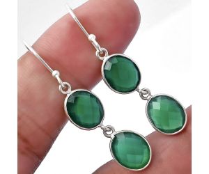 Green Onyx Briolette Checker Earrings SDE80942 E-1006, 8x10 mm