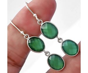 Green Onyx Briolette Checker Earrings SDE80945 E-1006, 8x10 mm