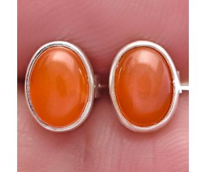 Peach Moonstone Stud Earrings SDE81122 E-1016, 7x5 mm