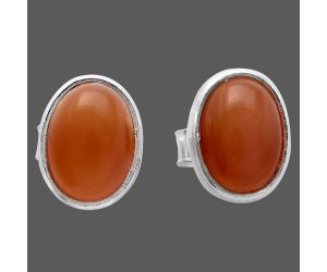 Peach Moonstone Stud Earrings SDE81122 E-1016, 7x5 mm