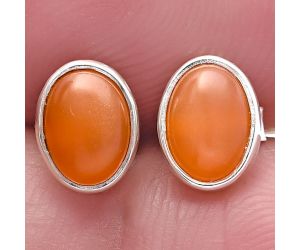 Peach Moonstone Stud Earrings SDE81126 E-1016, 7x5 mm
