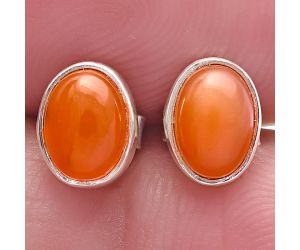 Peach Moonstone Stud Earrings SDE81127 E-1016, 7x5 mm