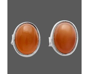 Peach Moonstone Stud Earrings SDE81127 E-1016, 7x5 mm