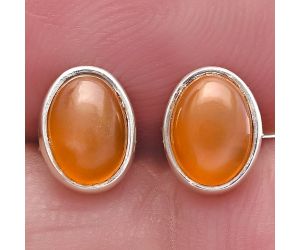 Peach Moonstone Stud Earrings SDE81131 E-1016, 7x5 mm