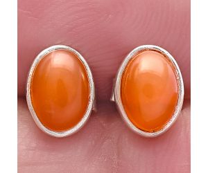Peach Moonstone Stud Earrings SDE81132 E-1016, 7x5 mm