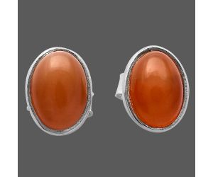 Peach Moonstone Stud Earrings SDE81132 E-1016, 7x5 mm