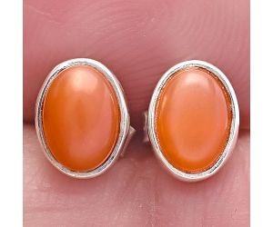 Peach Moonstone Stud Earrings SDE81135 E-1016, 7x5 mm