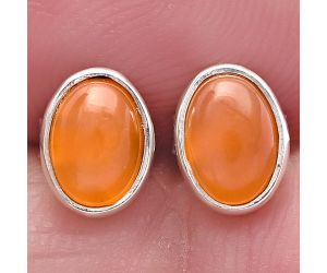 Peach Moonstone Stud Earrings SDE81137 E-1016, 7x5 mm