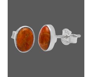 Red Sponge Coral Stud Earrings SDE81165 E-1016, 7x5 mm