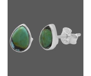 Lucky Charm Tibetan Turquoise Stud Earrings SDE81183 E-1016, 7x5 mm