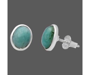 Paraiba Amazonite Stud Earrings SDE81356 E-1018, 6x8 mm