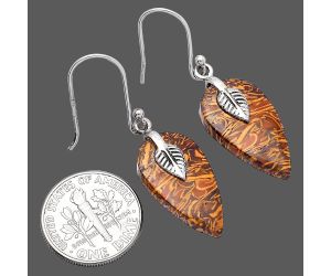 Leaf - Coquina Fossil Jasper Earrings SDE81448 E-1137, 12x22 mm