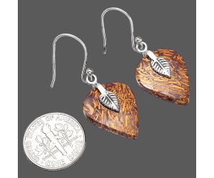 Leaf - Coquina Fossil Jasper Earrings SDE81471 E-1137, 15x19 mm