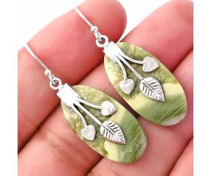 Valentine Gift Leaf Heart - Natural Serpentine Earrings SDE81486 E-1233, 13x26 mm