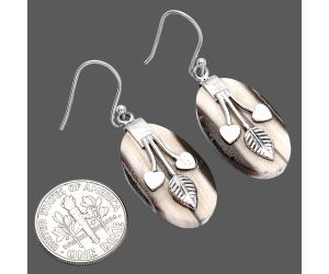 Valentine Gift Leaf Heart - Prairie Agate Earrings SDE81496 E-1233, 14x24 mm