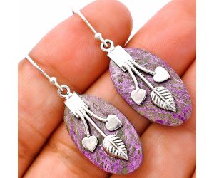 Valentine Gift Leaf Heart - Purpurite Earrings SDE81516 E-1233, 14x24 mm