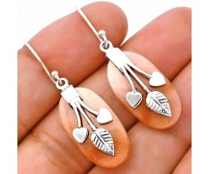 Valentine Gift Leaf Heart - Orange Aventurine Earrings SDE81519 E-1233, 12x23 mm