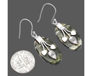 Valentine Gift Leaf Heart - Natural Serpentine Earrings SDE81522 E-1233, 14x24 mm