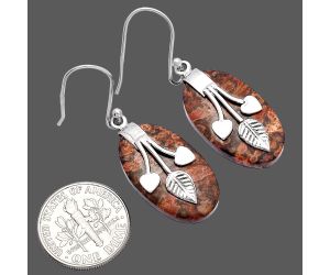 Valentine Gift Leaf Heart - Leopard Skin Jasper Earrings SDE81523 E-1233, 14x24 mm