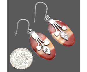 Valentine Gift Leaf Heart - Red Moss Agate Earrings SDE81531 E-1233, 14x26 mm