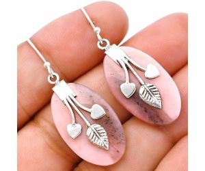 Leaf Heart - Pink Opal Earrings SDE81537 E-1233, 15x25 mm