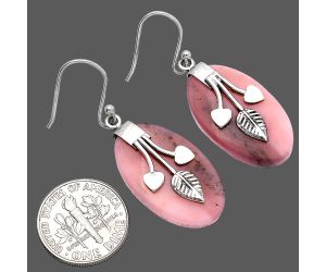 Leaf Heart - Pink Opal Earrings SDE81537 E-1233, 15x25 mm