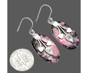Valentine Gift Leaf Heart - Rhodonite Earrings SDE81538 E-1233, 14x26 mm