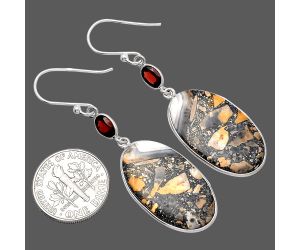 Maligano Jasper and Garnet Earrings SDE81593 E-1002, 14x25 mm
