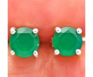 Green Onyx Stud Earrings SDE81973 E-1016, 6x6 mm