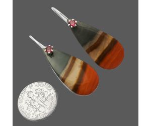 Polygram Jasper and Garnet Earrings SDE82020 E-1082, 13x29 mm
