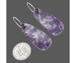 Purple Lepidolite and Amethyst Earrings SDE82027 E-1082, 14x32 mm