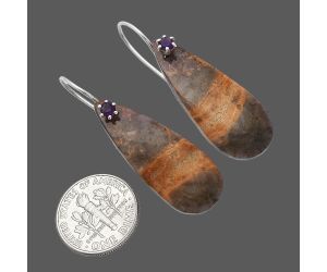 Lavender Jade and Amethyst Earrings SDE82031 E-1082, 13x23 mm