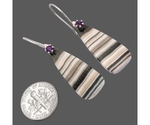 Prairie Agate and Amethyst Earrings SDE82040 E-1082, 12x31 mm