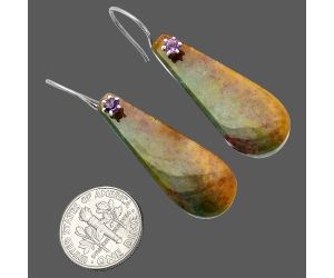 Blood Stone and Amethyst Earrings SDE82044 E-1082, 13x34 mm