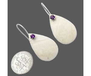 White Scolecite and Amethyst Earrings SDE82047 E-1082, 16x25 mm