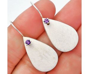 White Scolecite and Amethyst Earrings SDE82048 E-1082, 16x26 mm