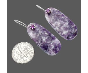 Purple Lepidolite and Amethyst Earrings SDE82051 E-1082, 14x30 mm