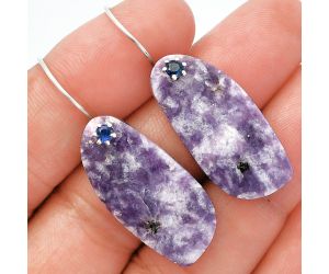 Purple Lepidolite and Kyanite Earrings SDE82064 E-1082, 14x30 mm